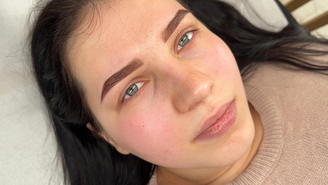Ombre brow result · dark brunette client